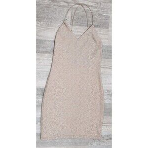 Bodycon Mini Dress H&M Divided Women's Silver Sparkly Open Back US XS